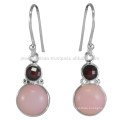 Buy Best Pink Opal And Garnet Gemstone with Sterling Silver Design Earrings for Gift